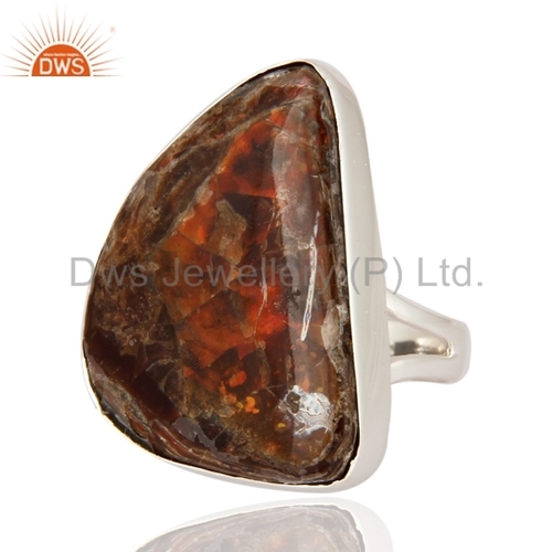Ammolite Gemstone Ring - Handmade 925 Sterling Silver, Unisex Gemstone Jewelry for Parties & Gifts