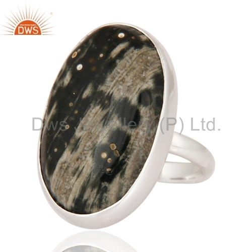 Ocean Jasper Sterling Silver Ring - Oval Bezel Setting, Polished Finish | Elegant Design, Unique Style