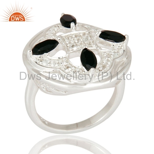 Sterling Silver Black Onyx Cocktail Ring Metal Purity: 925