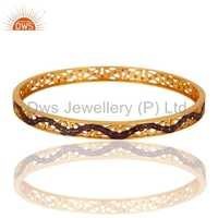 18k Yellow Gold-plated Ruby Red Cubic Zirconia Bangle