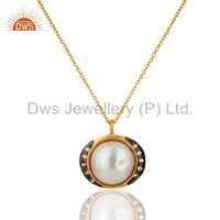 18k Gold Plated Sterling Silver Pearl Pendant