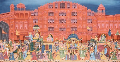 Procession at hawamahal jaipur painting