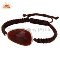 Red Onyx Gemstone 925 Sterling Silver Bracelet
