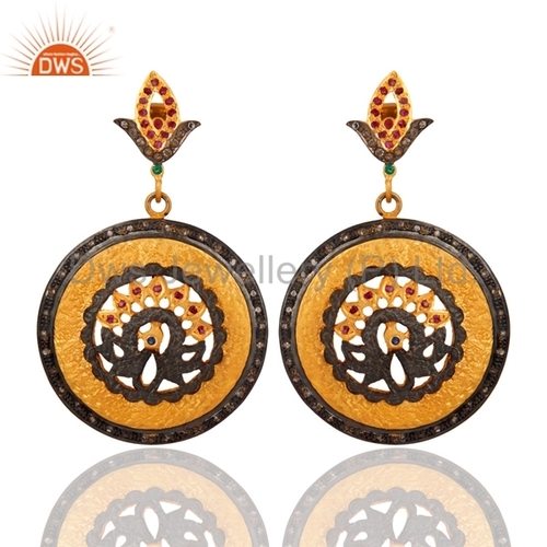 Round Brilliant Cut Designer Gemstone Diamond Earrings Supplier