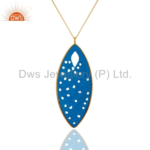 Gold Plated Sterling Silver Turquoise Pendant