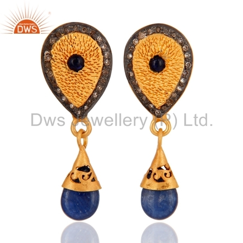 Round Brilliant Cut 925 Silver Gemstone Pave Diamond Earring