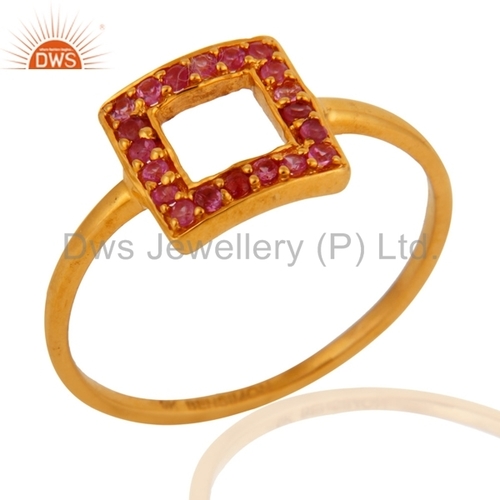 9K Solid Yellow Gold Pink Sapphire Gemstone Rings Gender: Women'S