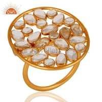 925 Silver Gold Plated Zircon Ring Gender: Women