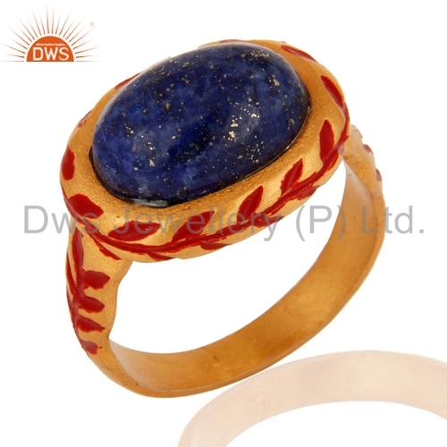 Sodalite Gold Vermeil Brass Ring