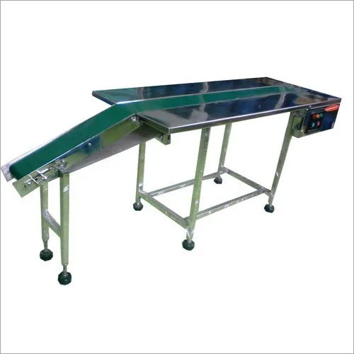 Packing Conveyor Belt - Superior Quality PVC Coated, 12-Inch Width S.S. Top Working Table , VFD Speed Control 10-500T/H Load Capacity