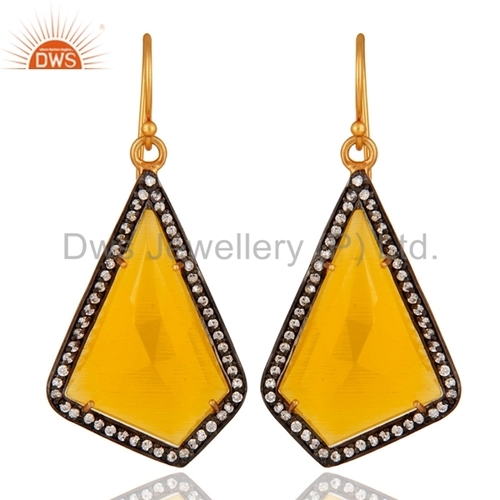 Yellow Moonstone 18K Gold Vermeil Sterling Silver Earring