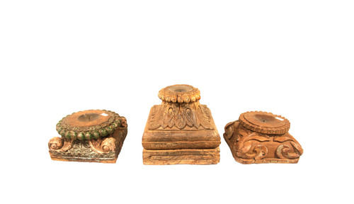 Carved Wooden Candle Holders / Antique Column Candle Stand