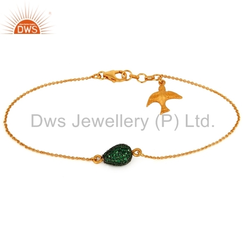 Gold Vermeil 925 Silver Flying Brid Charm Bracelet