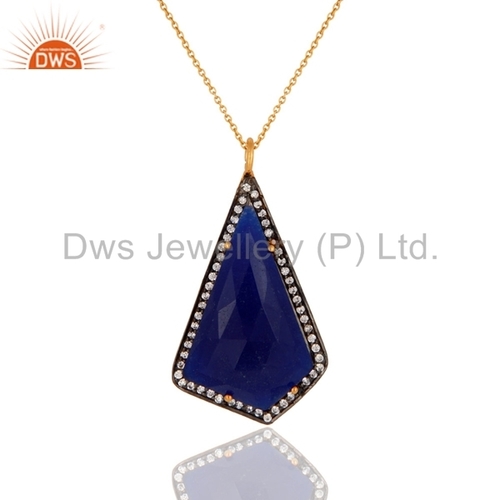 Blue Aventurine 18k Gold Sterling Silver Pendant