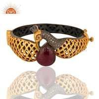 Round Brilliant Cut Wholesale Indian Gold Diamond Bangle