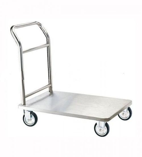 St.Steel Platform Trolley With White Polymer Nylon