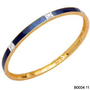 Diamond Bangles - Gold, Diamond & Enamel, 60-70mm, Blue | Elegant Design, Pave Setting, Polished Finish, Sparkling, Durable