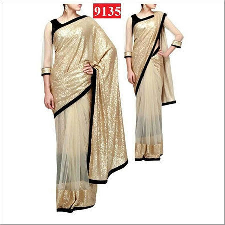 9135 - Net & Velvet Fabric, Dhupian Blouse, Golden Color, Full Sleeve Design, Washable & No Fade Feature, Approx 1 Kg Weight
