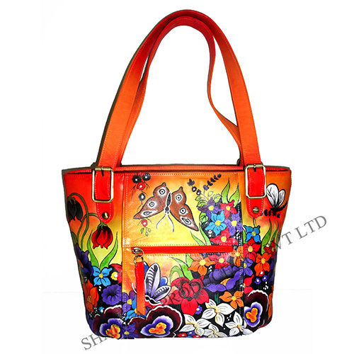 Leather Hand Painted Shoulder Bag Thickness: 2-5 Millimeter (Mm)