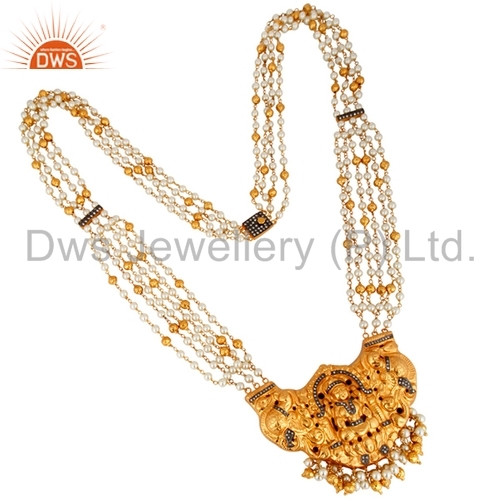 Engagement 925 Silver South Indian Necklace Jewelry