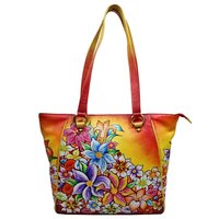 Leather Hand Painted Tote