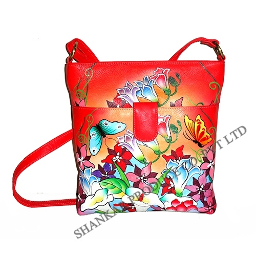 Leather Hand Painted Fashionable Sling Bag