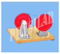 Hand Wheel Driving Unit - Laminated Wooden Base 155x105mm, Red & Brown Color Scheme, 406.4mm Length, Stepped Pulley Ratio 3.75