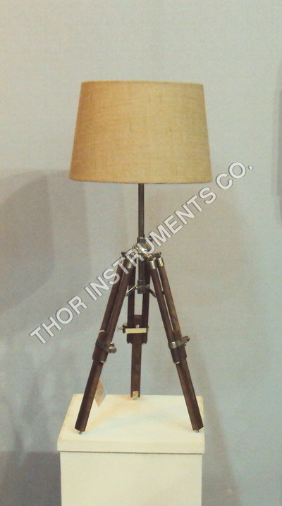 Wooden Chrome Tripod Lamp Stand Table Lamp 