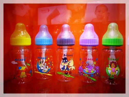 BPA Free Plastic Feeding Bottles - Plastic, Various Sizes, Colorful Cartoon Design, Silicone Nipple, Leakproof, Easy Grip