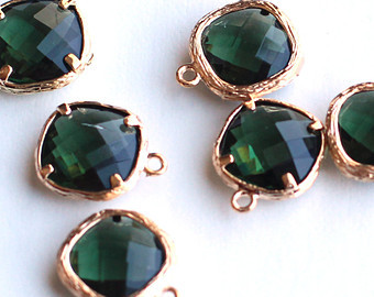 925 Sterling silver Hydro Emerald Gemstone connector