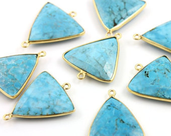 925 Sterling Silver Man-made Turquoise gemstone Connector