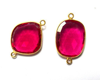 925 sterling Silver Hydro Ruby gemstone Connector