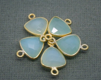 925 Sterling Silver Aqua Chalcedony gemstone Connector