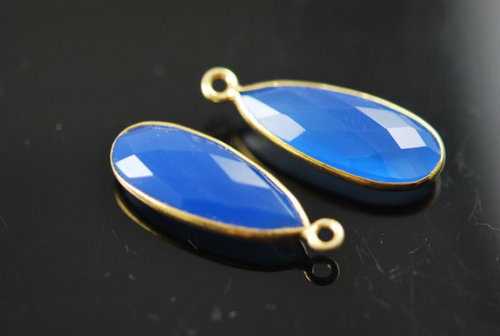 925 sterling Silver Blue Chalcedony Gemstone Connector