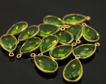 925 sterling silver hydro peridot Gemstone Connectors