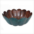 Antique Copper Bathroom Sink - Copper, 14"x14"x5.75", Antique Copper Inside Green Patina Outside, Flower Shaped, Lightweight, Durable Finish