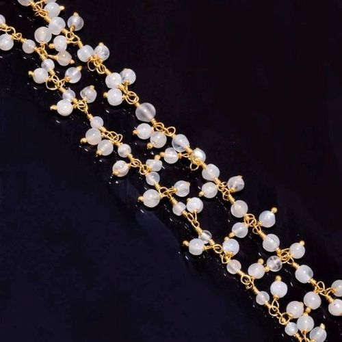 Rainbow Moonstone Plain Round Hanging Gold Plated Beaded Chain Size: 9-18 Inch
