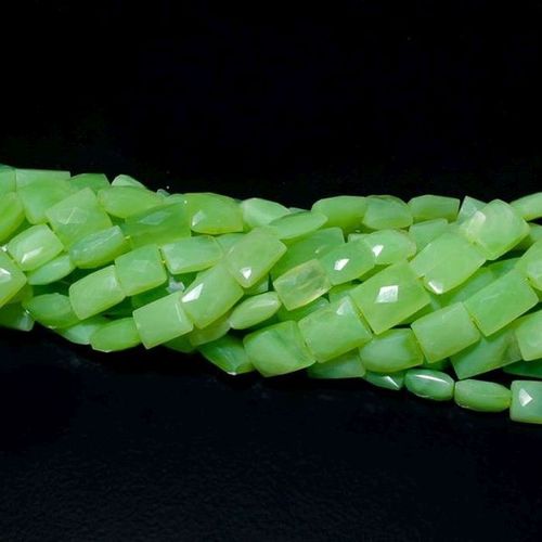 Pear Cut Prehnite Chalcedony  Faceted Retangle Beads