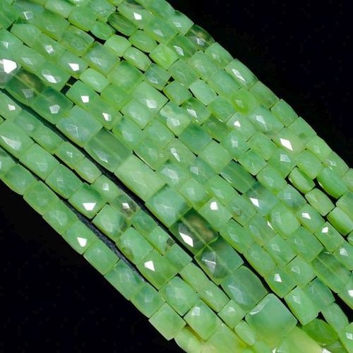 Pear Cut Prehnite Chalcedony  Faceted Retangle Beads 