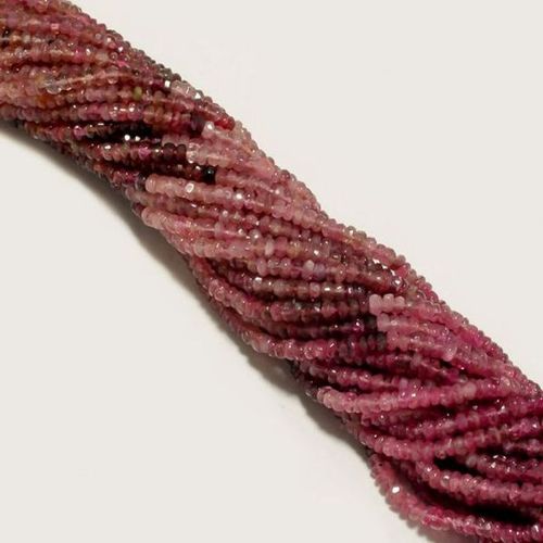 Pink tourmaline shaded 3mm-4mm Faceted Rondelle beads