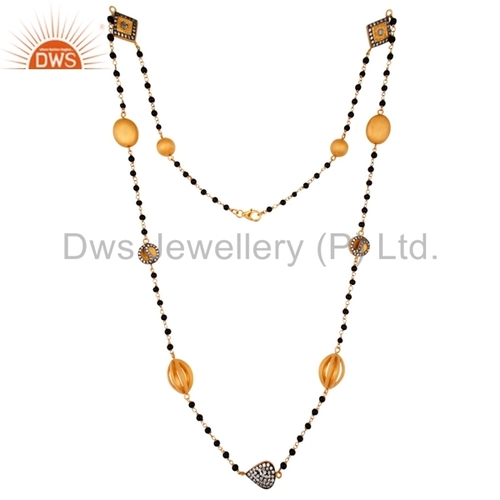 Pendants Black Onyx Beaded Gemstone Necklace Jewelry