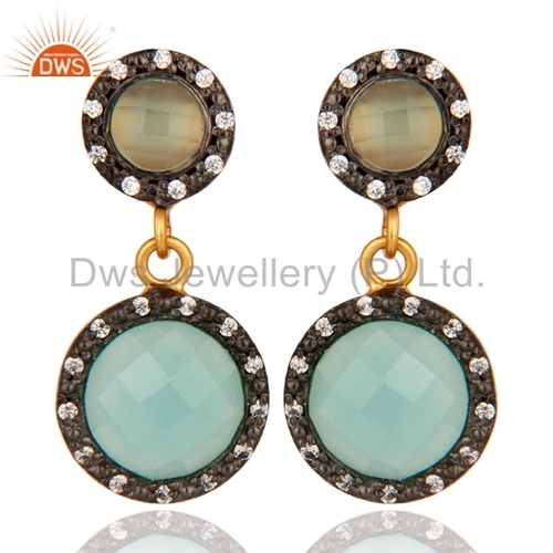 Sterling Silver Blue Aqua Glass Earring
