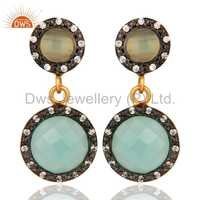 Sterling Silver Blue Aqua Glass Earring