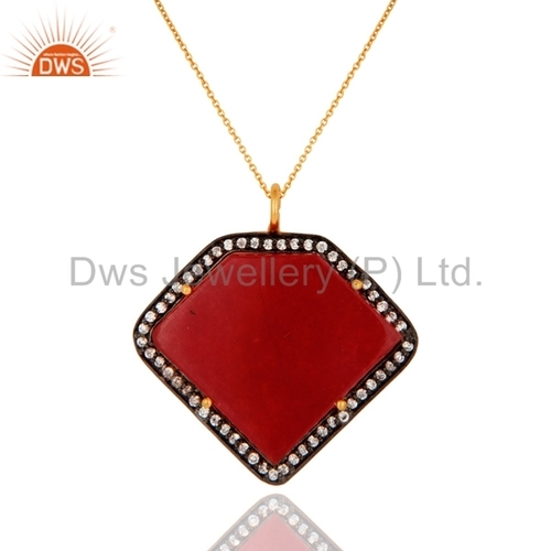 925 Silver Gold Plated Chain Gemstone Pendant