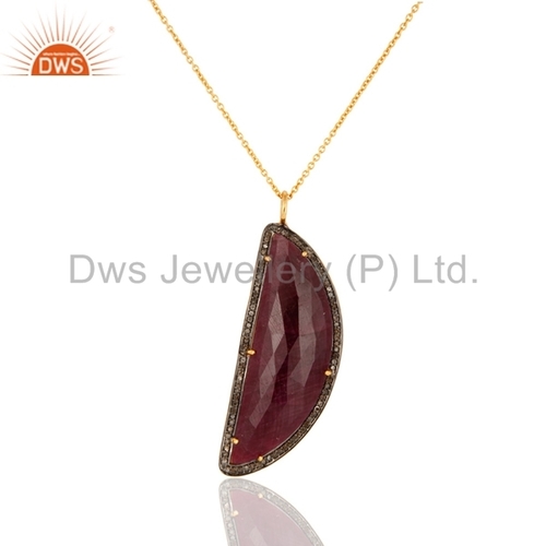 Pave Diamond & Ruby Sterling Silver Pendant