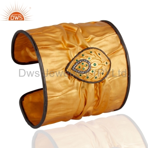 Gold-Plated Brass Fold Formed Cuff Bracelet Gender: Women