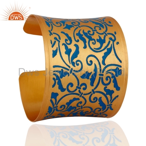 Gold Plated Enamel Cuff Bracelet