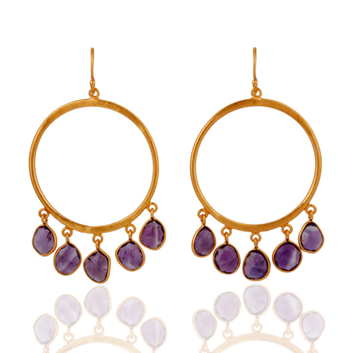 18k Gold Vermeil Sterling Silver Amethyst Earrings