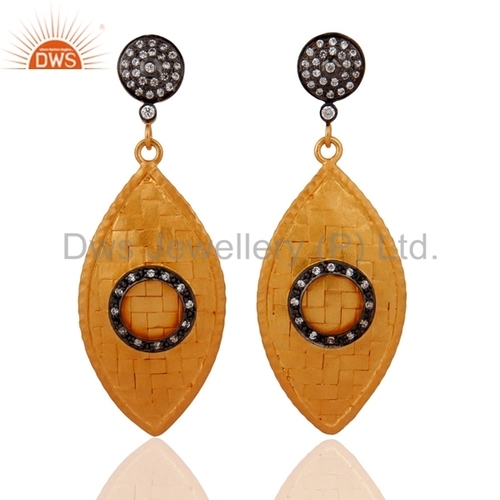 Handmade Gold Plated Fashion Dangle Earrings - Elegant Zircon Accents, Perfect for Parties and Gifts