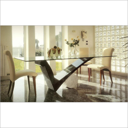 Fancy Square Glass Dining Table Designs With Check Shaped Table
